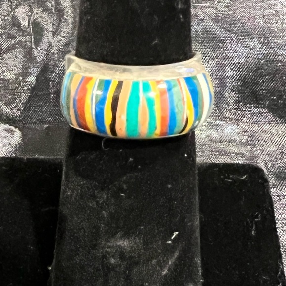 RARE…Rainbow Casillica Sterling Silver Band - Picture 2 of 6